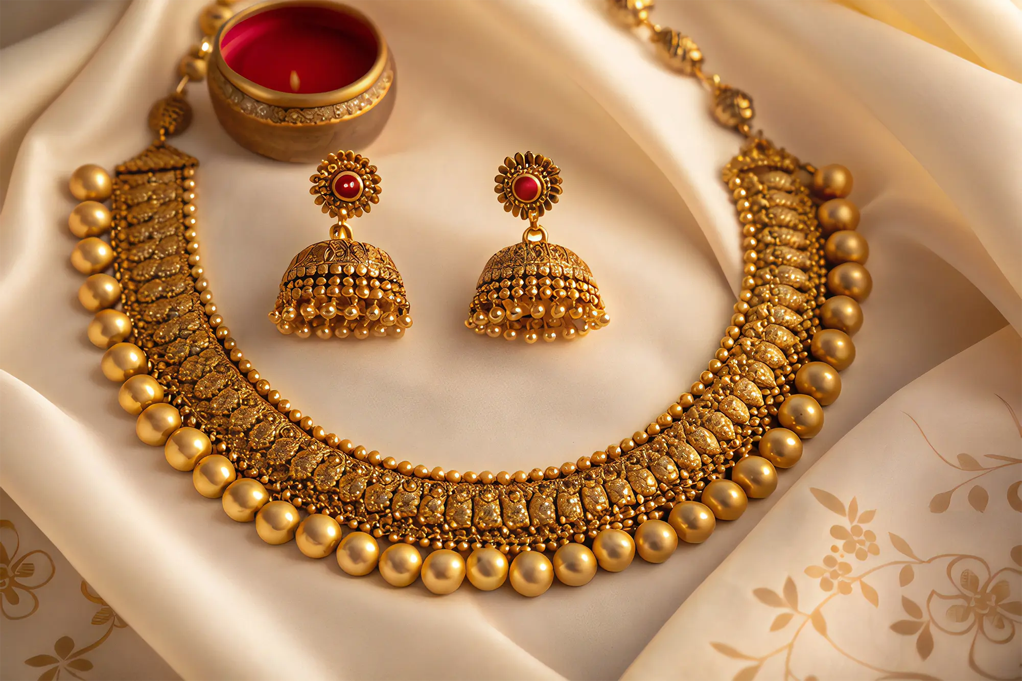 Gold Necklace Jewellery Set by Srilaya
